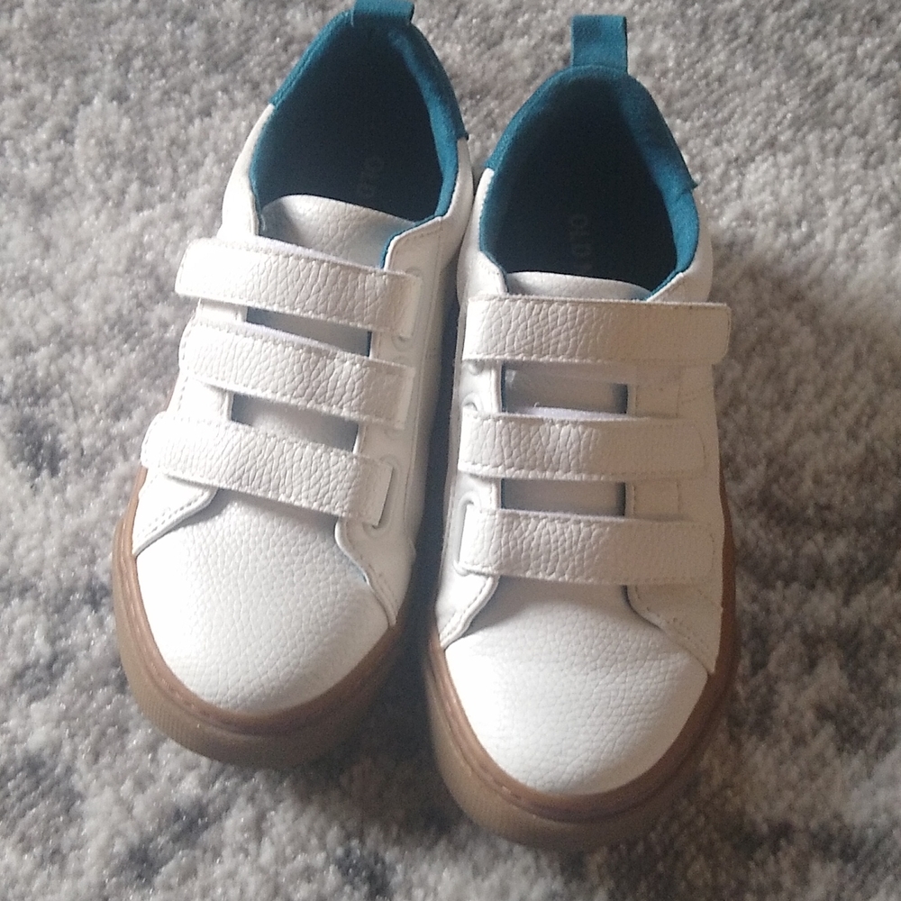 White Faux Leather Velcro Shoes